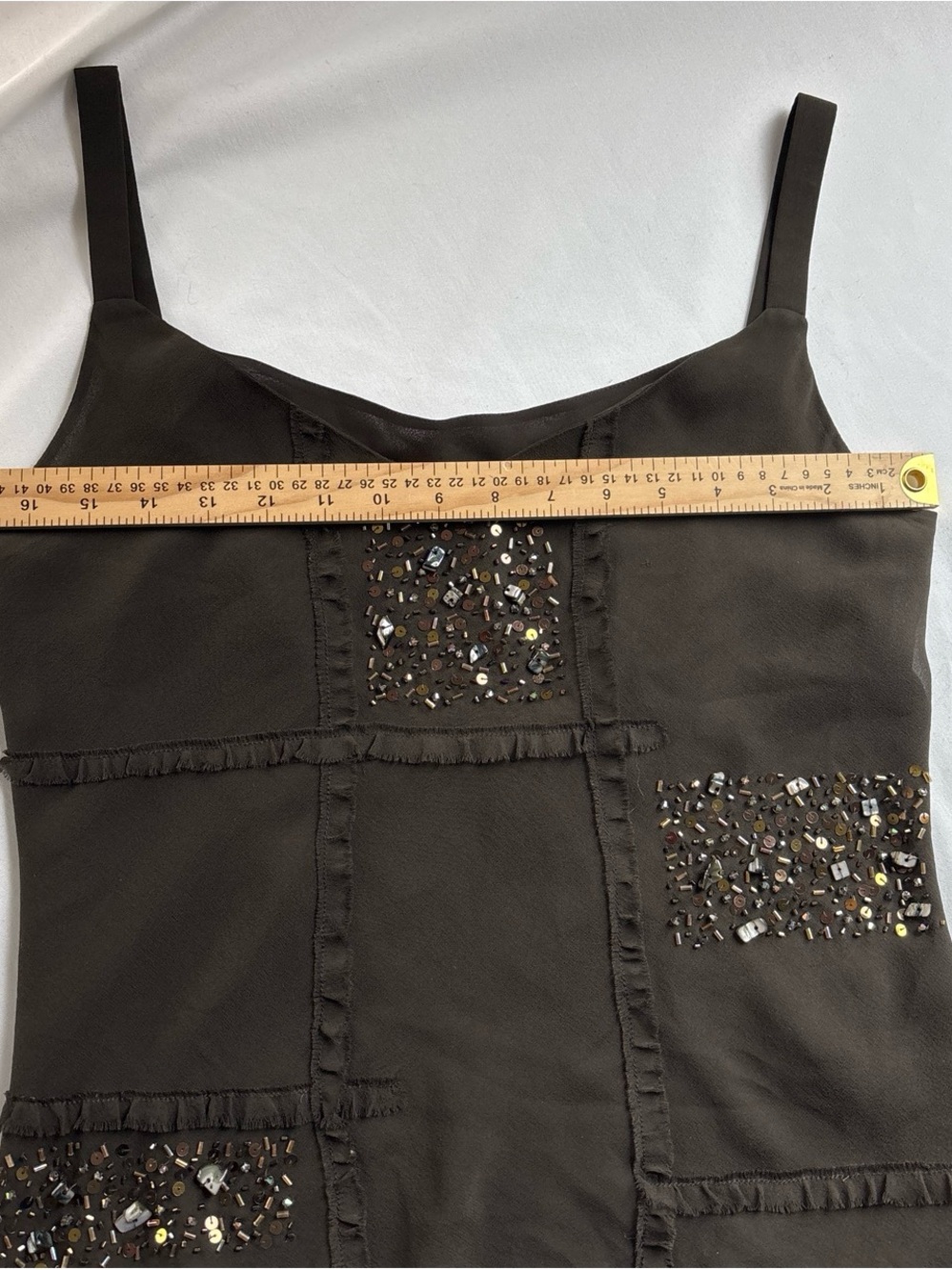 Anne Klein Black Embellished Silk-Crepe Cami Top - Picture 5 of 6